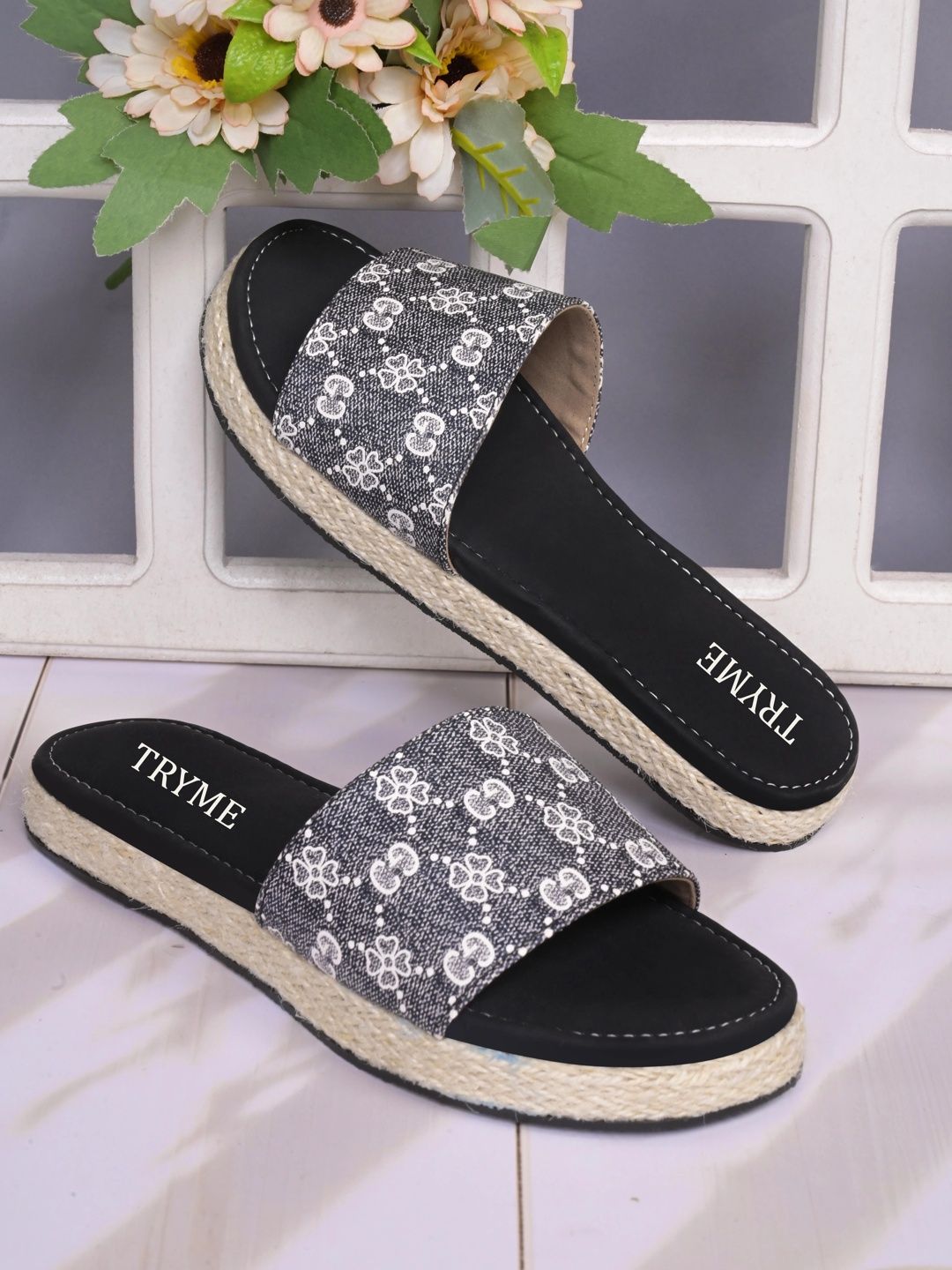 Try Me Women Printed Open Toe Flats-image-14