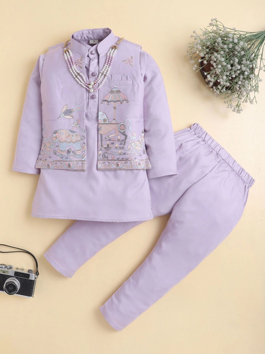 Sangria Boys Regular Pure Cotton Kurta with Pyjamas-picture-41