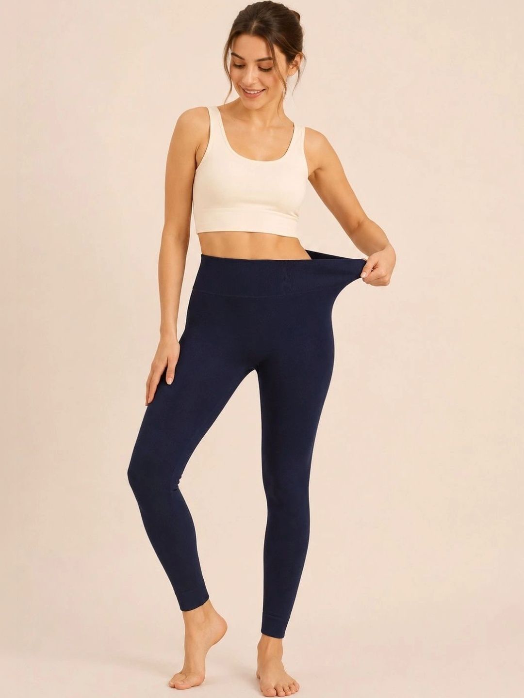 SECRETS BY ZEROKAATA High Waist Winter Fur Ankle Length Thermal Bottoms-image-45