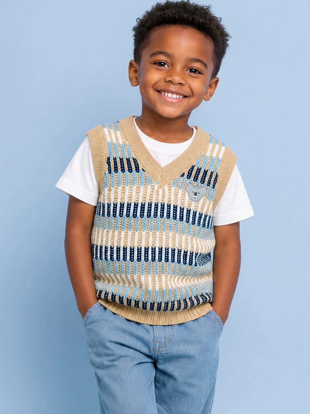 MiArcus Unisex Kids Striped Sweater Vest-picture-36