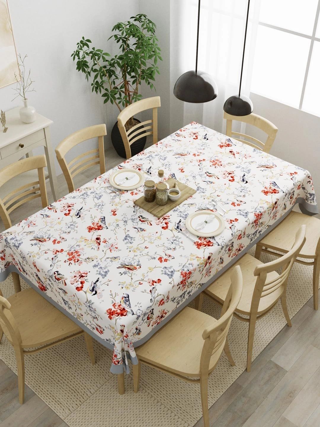 Aura Grey Floral Cotton 8-Seater Table Cover-picture-45