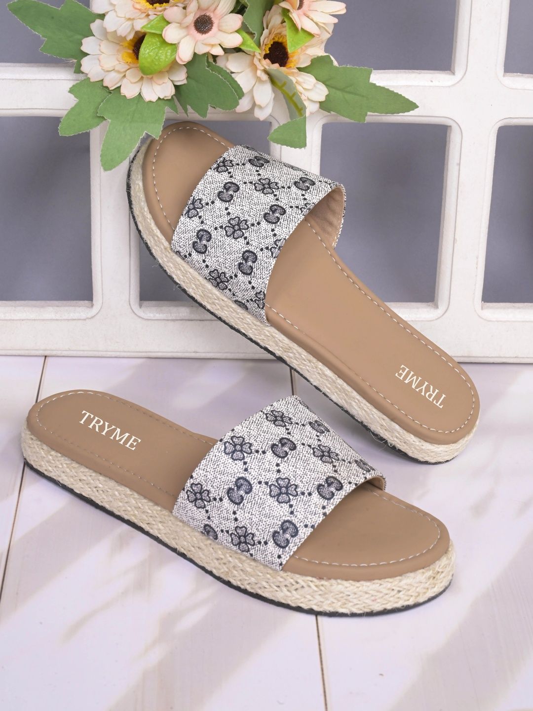 Try Me Women Printed Open Toe Flats-picture-29