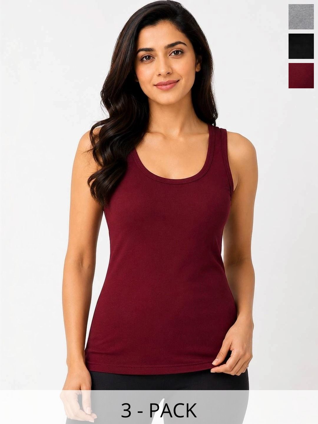 AJ FASHIONS Pack of 3 Pure Cotton Non Padded Camisoles-picture-43
