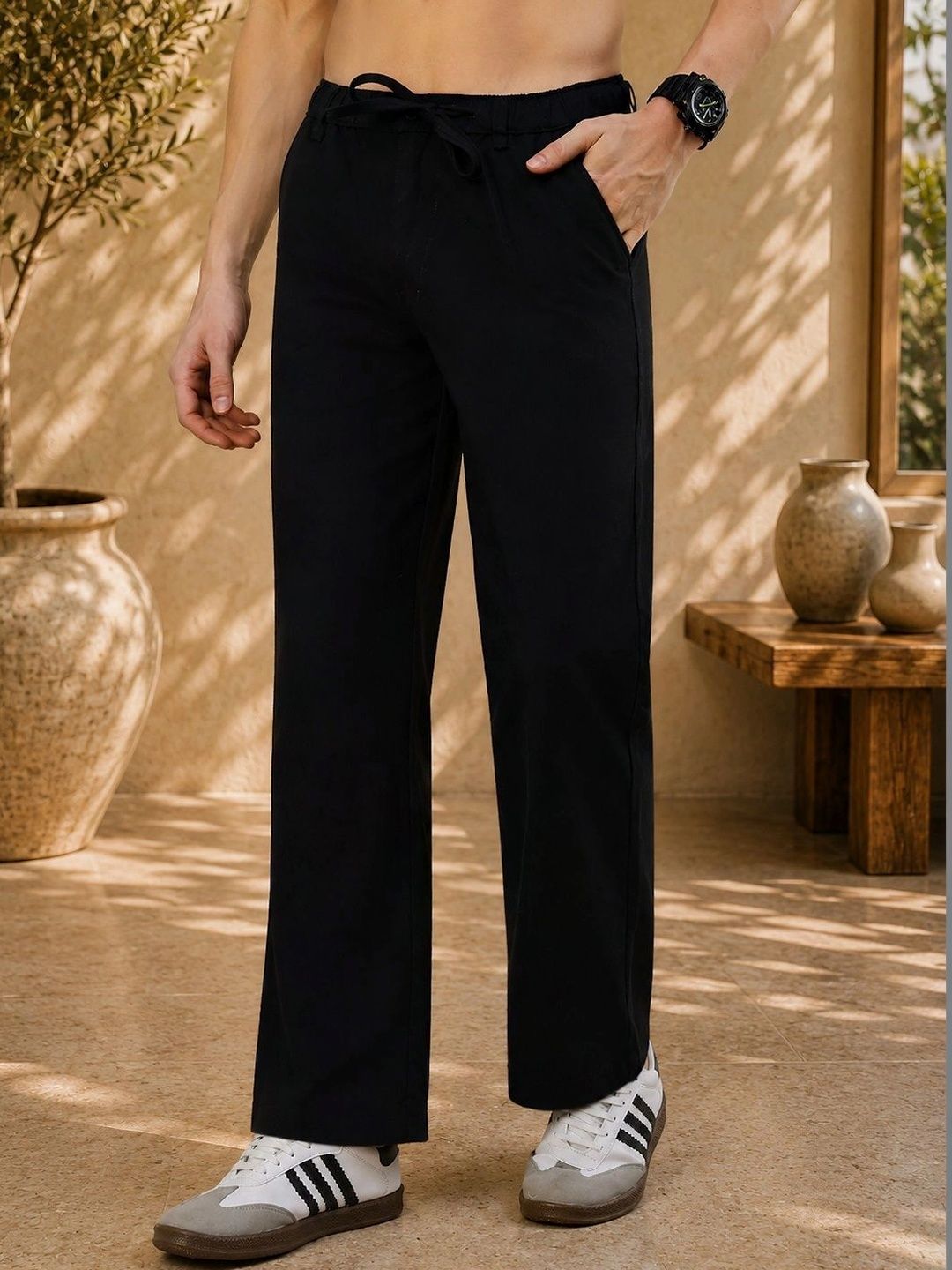 Tanip Men Relaxed Easy Wash Zip Trousers-picture-23