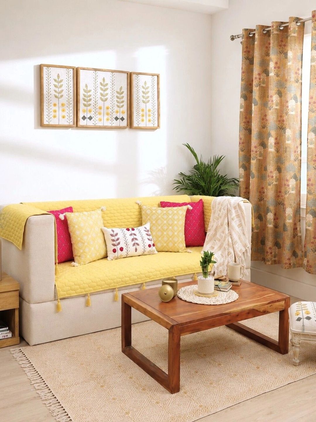 eyda Yellow Sofa Cover With Arms-picture-40