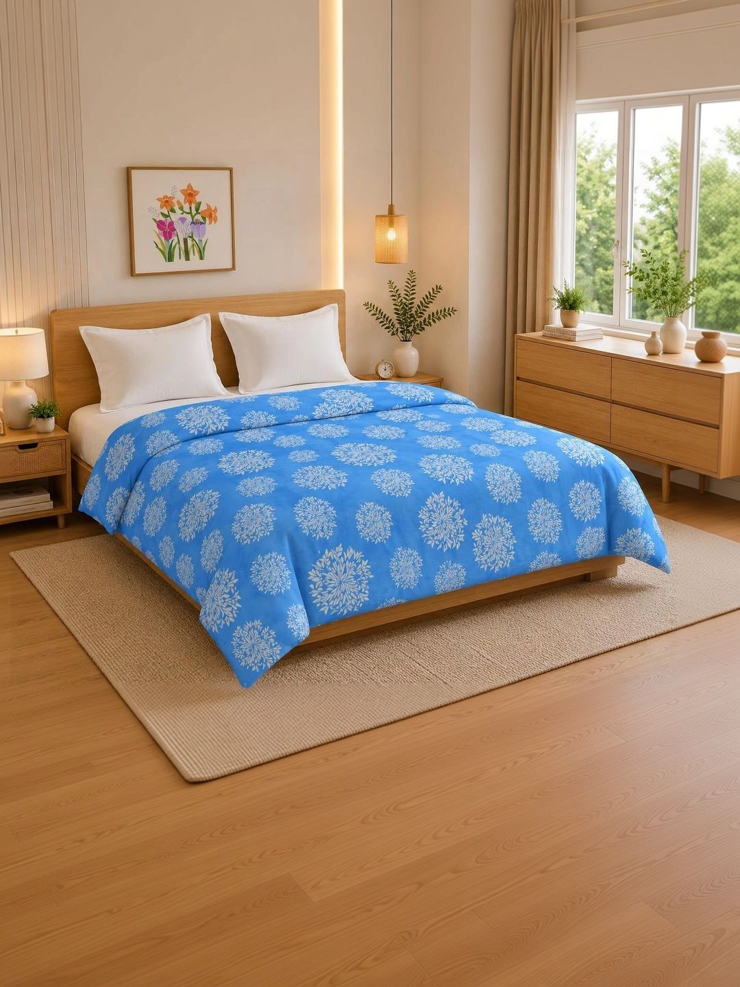 TINDLER KNOTS Blue & White Floral Printed Cotton Duvet Cover-picture-23