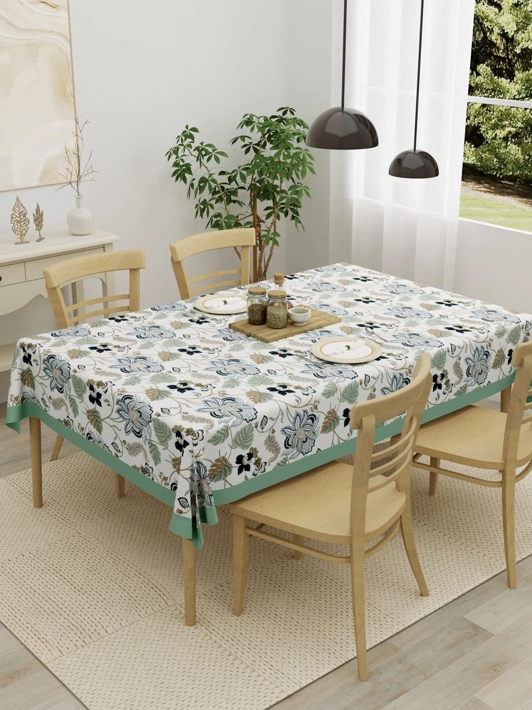 Aura Green Floral Cotton 4-Seater Table Cover-picture-21
