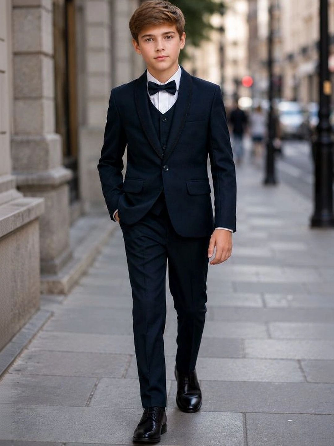 Sparklepop Boys Shawl Collar Single-Breasted Five-Piece Suit-picture-22