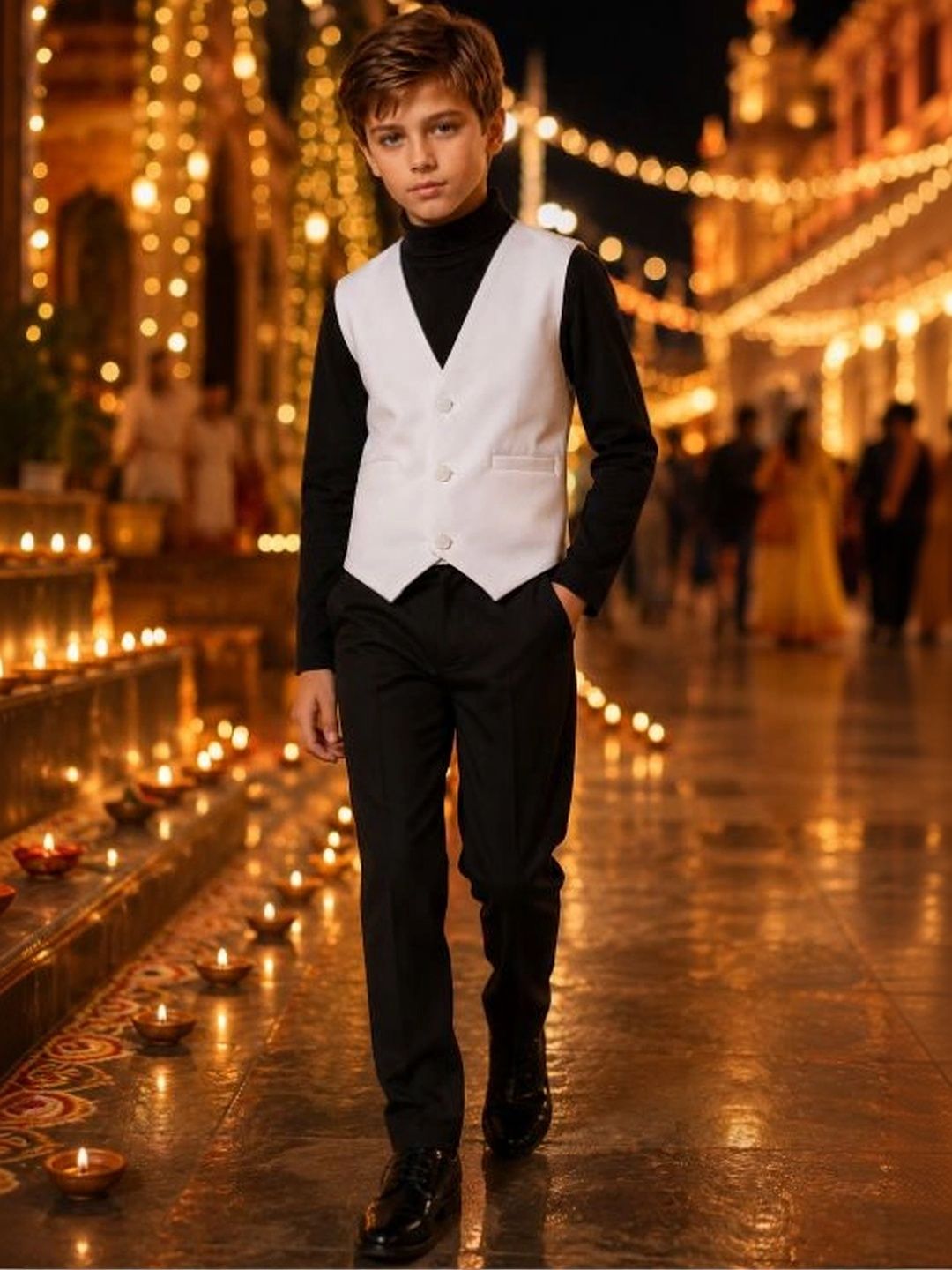 Sparklepop Boys V-Neck Woven Formal Waistcoat-picture-27