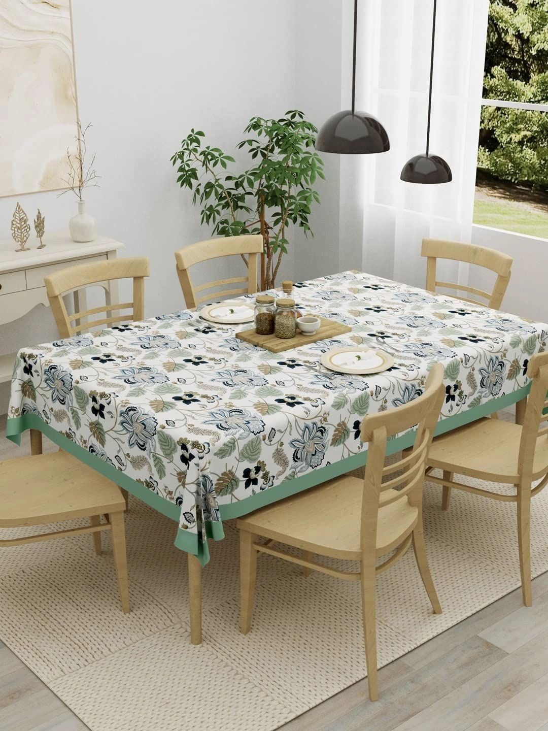 Aura Green Floral Cotton 6-Seater Table Cover-picture-14
