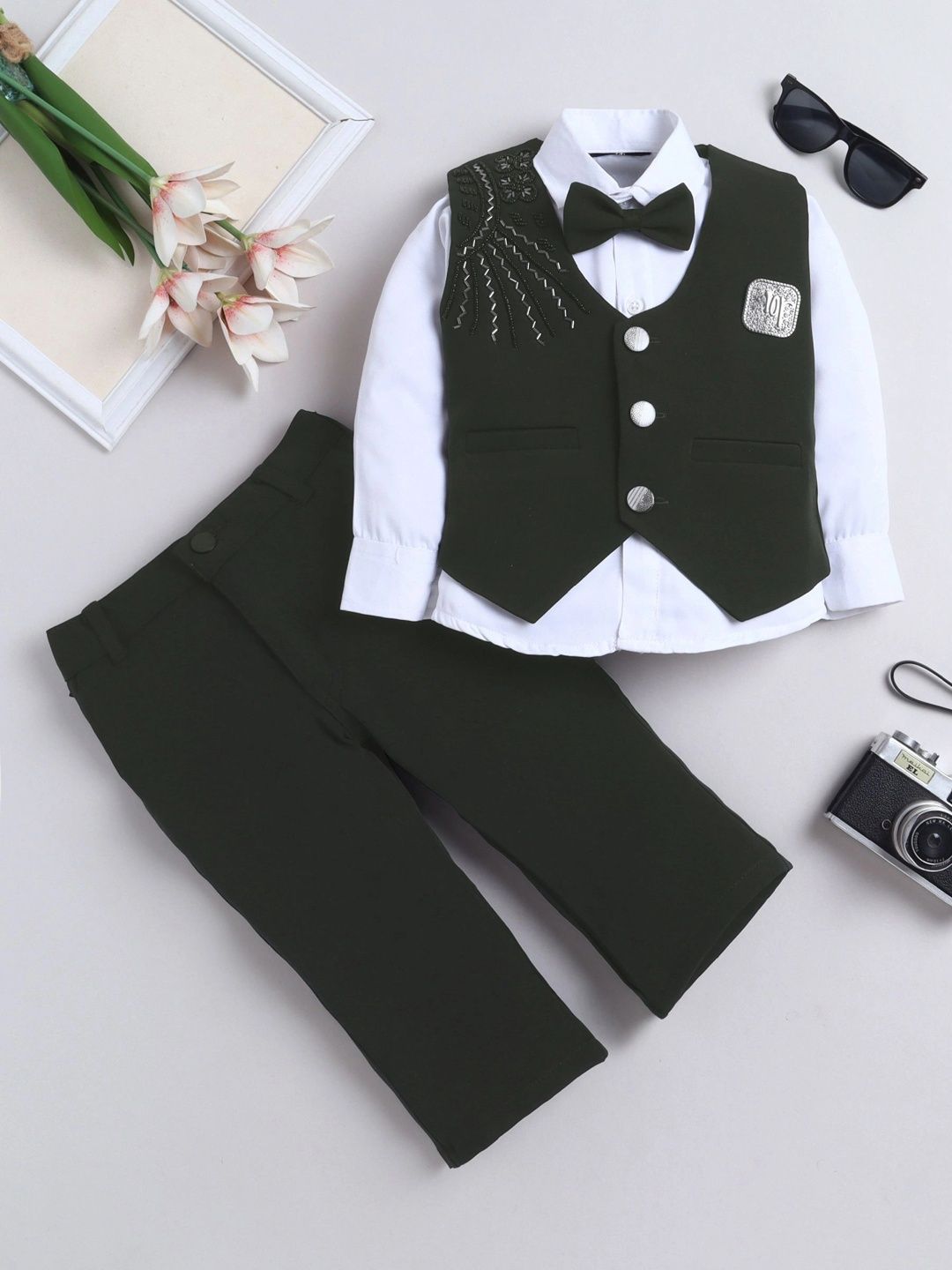 Miss & Chief Boys Self Design Collarless Single-Breasted Three-Piece Suit-picture-13