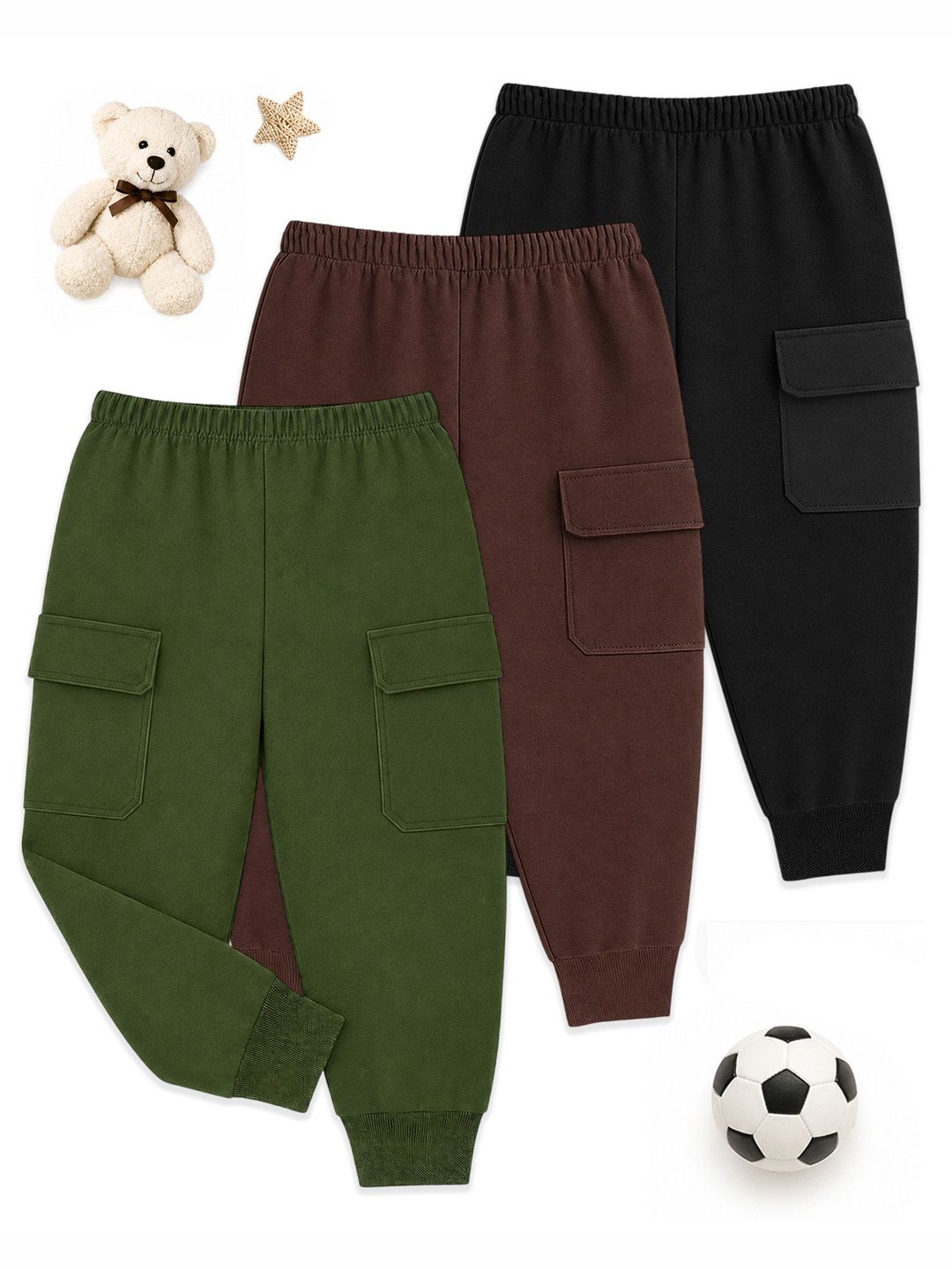 YK Boys Pack of 3 Regular Fit Training Cargos-picture-18