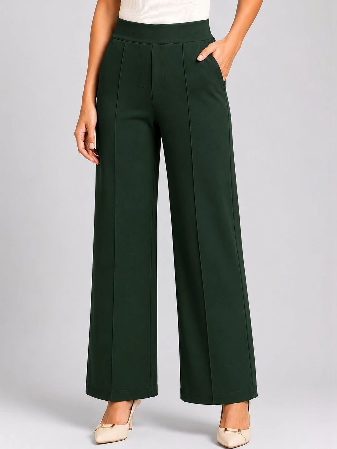 STYLE ACCESS Women Relaxed Straight Leg High-Rise Easy Wash Pleated Trousers-picture-46