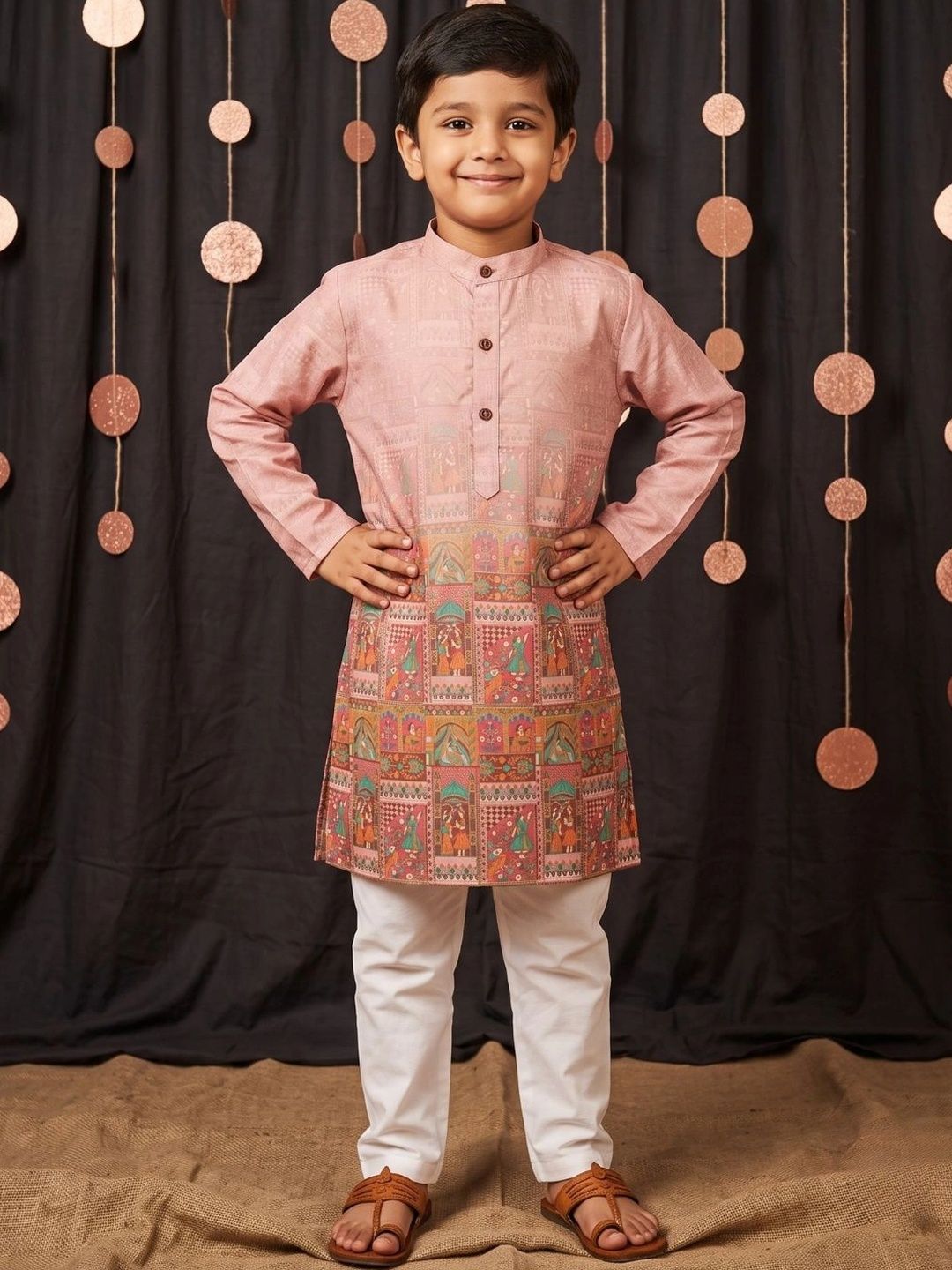 Aj DEZInES Boys Ethnic Motifs Printed Regular Kurta with Pyjamas-picture-43