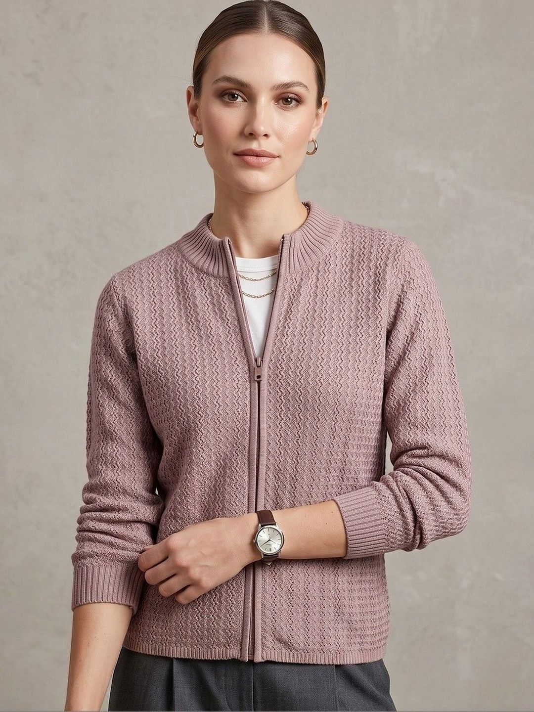 Cayman Women Cable Knit Woollen Cardigan-picture-39