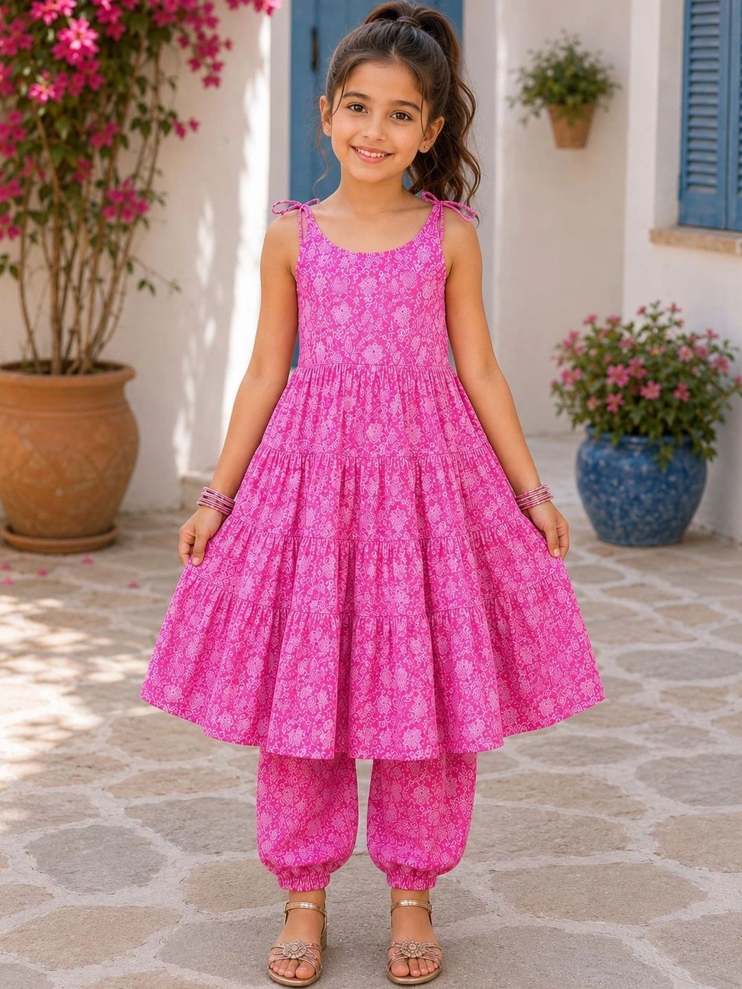 BAESD Girls Floral Printed Tiered Kurta with Salwar-picture-44