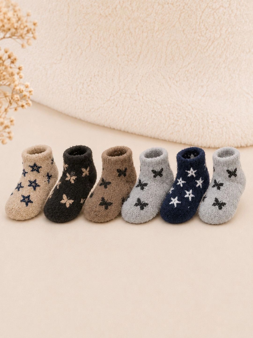 CORTICA Unisex Kids Pack of 6 Wool Blend Assorted Patterned Ankle Length Socks-picture-18