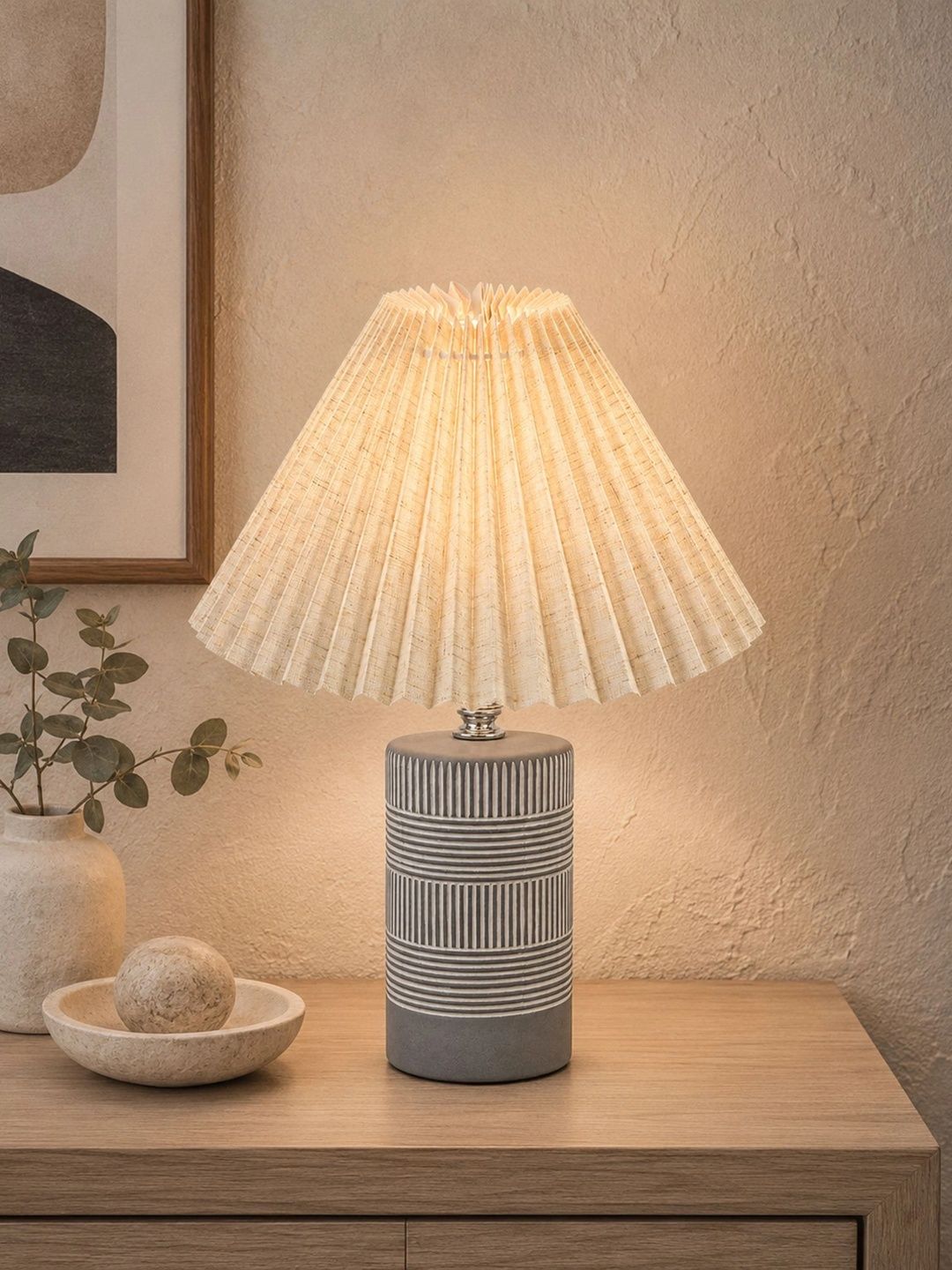Glowhere Off White Textured Ceramic Industrial Cylindrical Shaped Table Lamp-picture-46