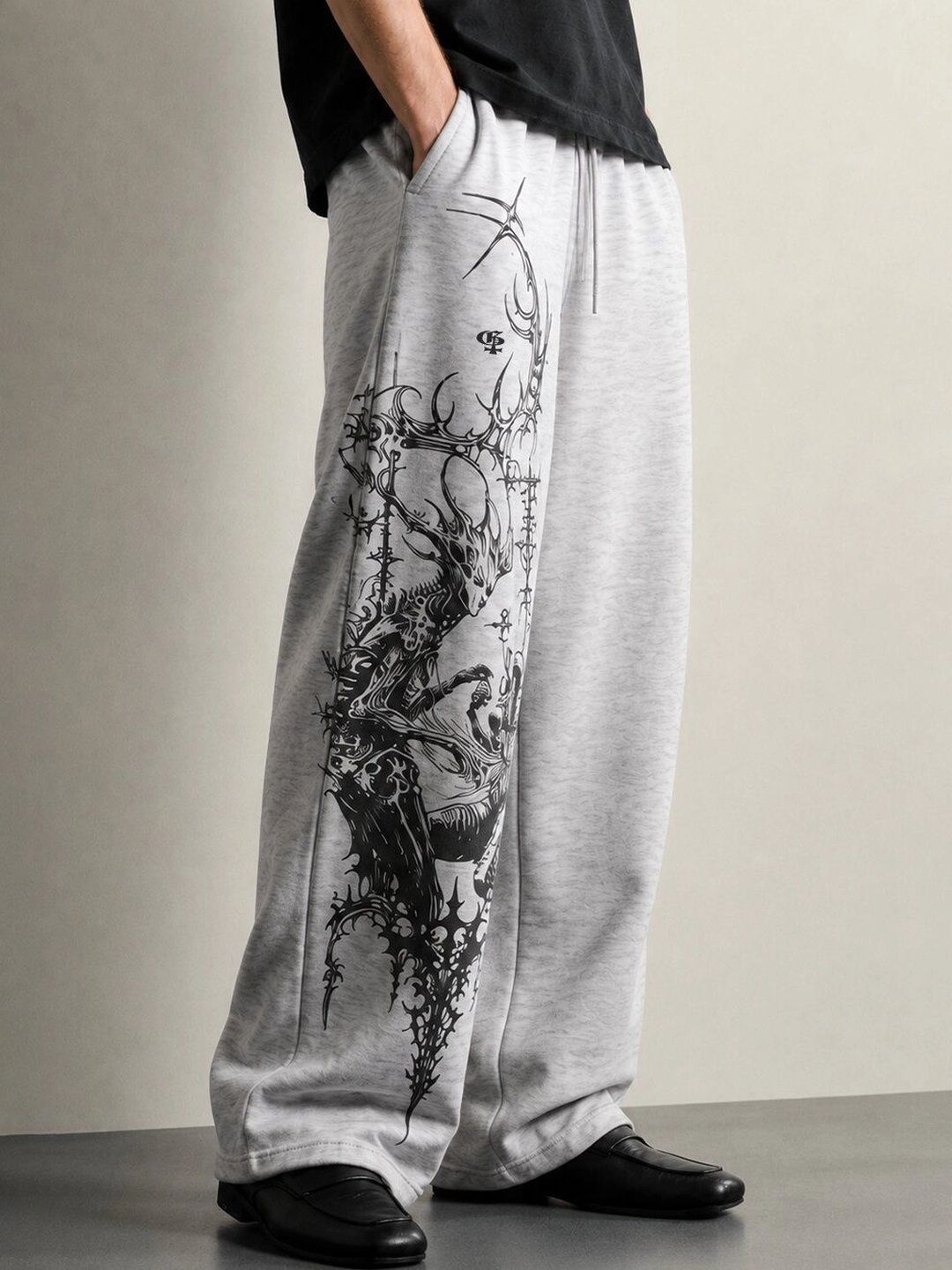 GENRAGE Men Baggy Graphic Print Training Track Pants-picture-37