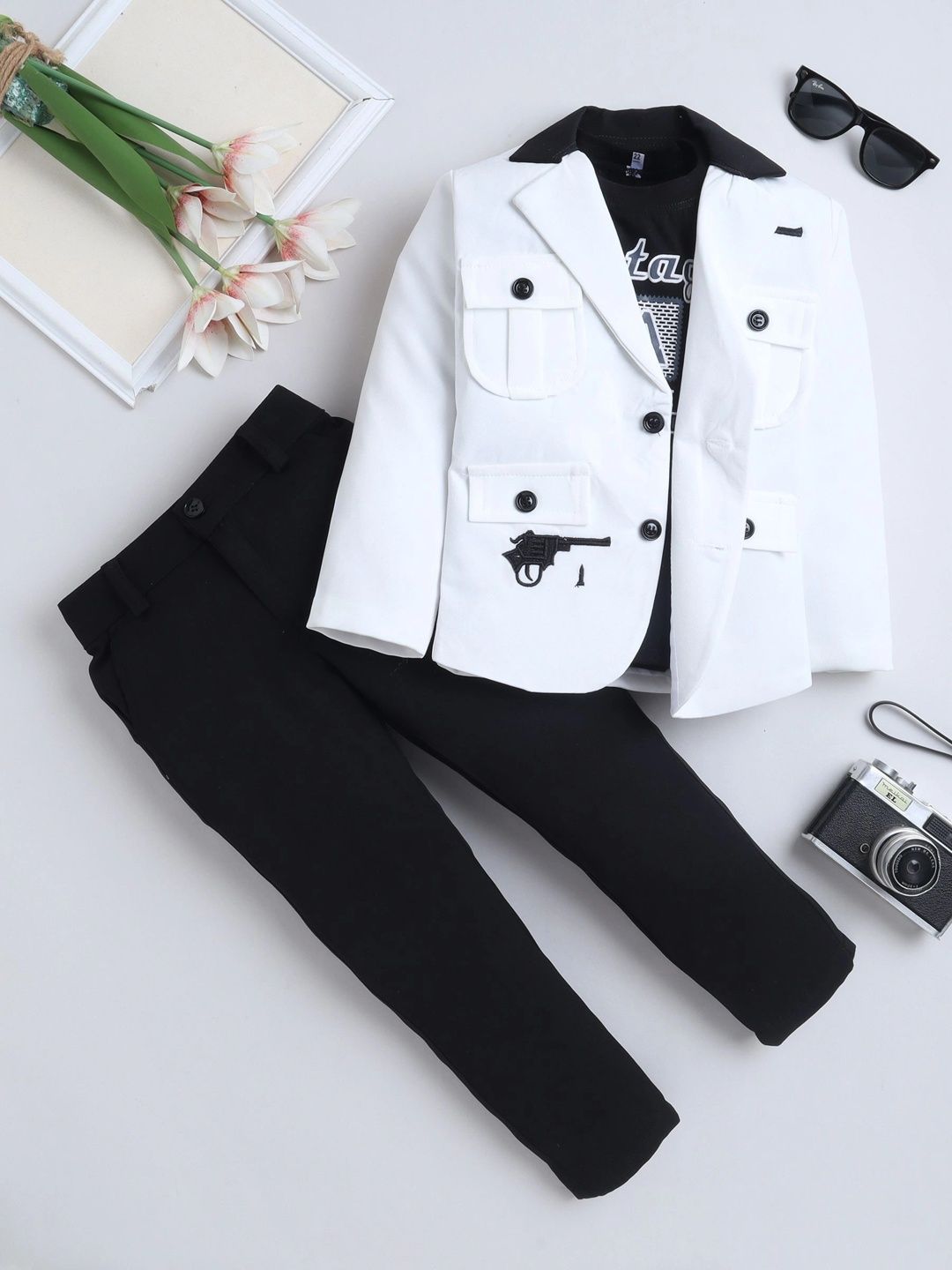 Miss & Chief Notched Lapel 3 Piece Blazer and Trousers Suits-picture-51