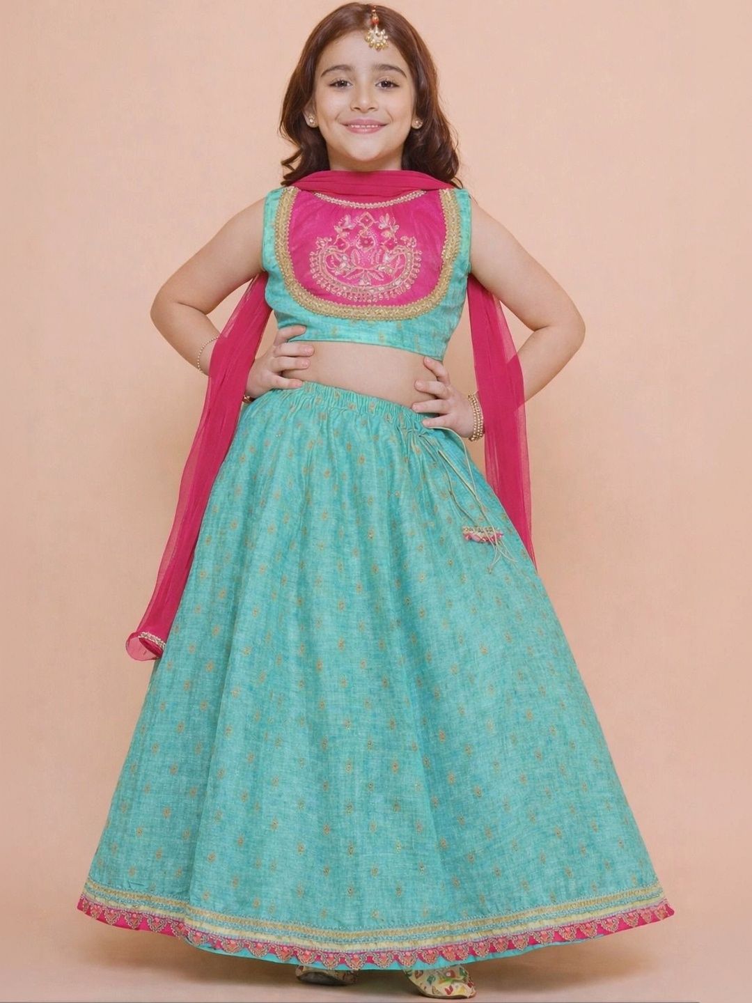 DRISHIV ENTERPRISE Girls Embroidered Lehenga & Blouse With Dupatta-image-1