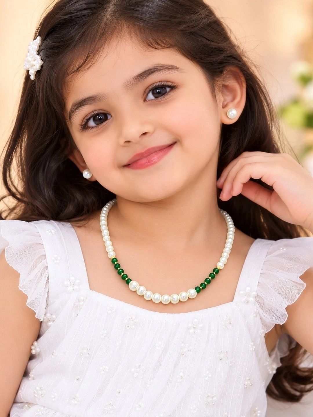 KASHVI PEARLS AND JEWELLERS Gold-Plated Stone Studded & Beaded Necklace and Earrings-picture-18