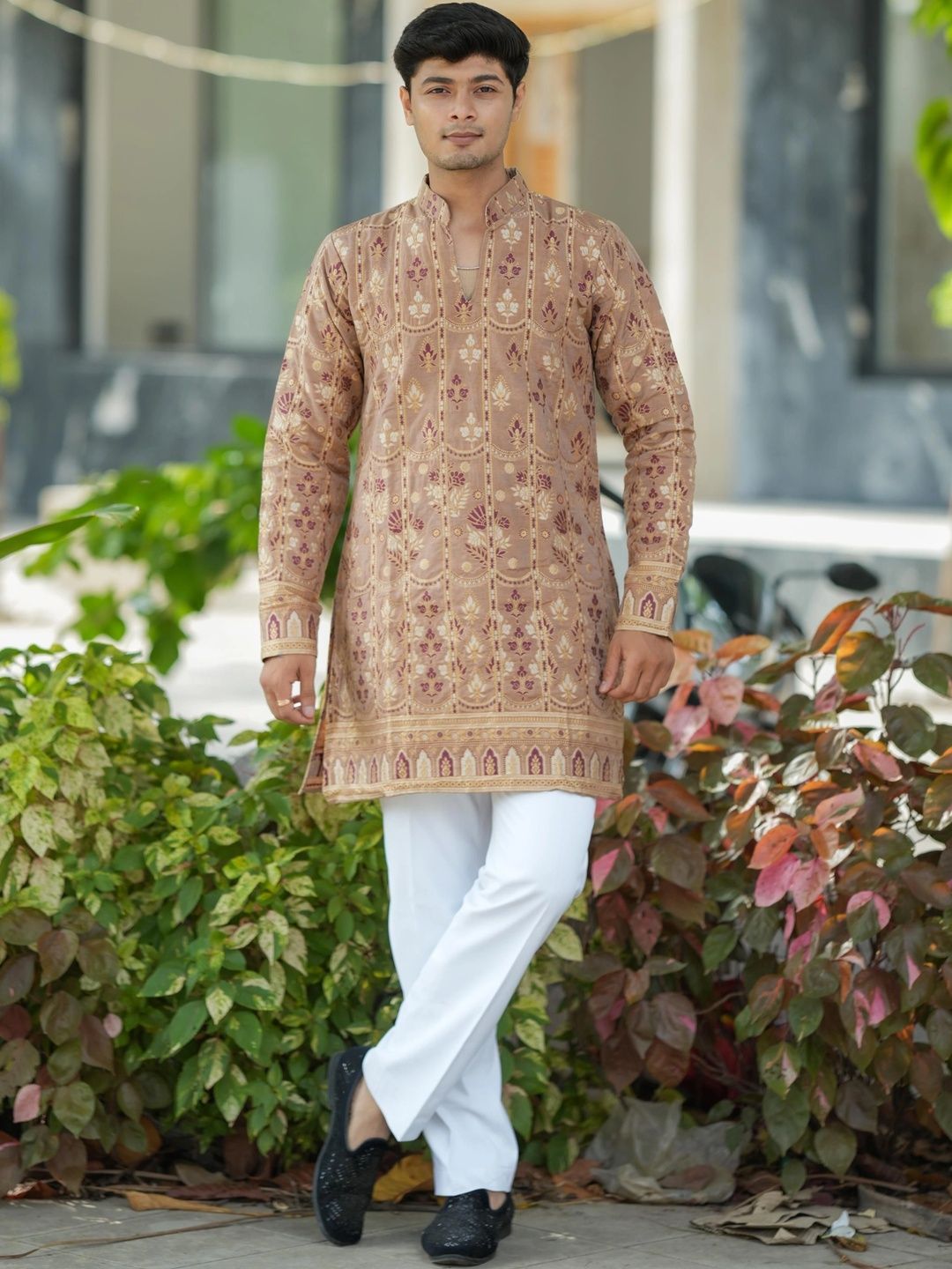 House Of Sanskruti Men Ethnic Motifs Embroidered Thread Work Jacquard Kurta-picture-21