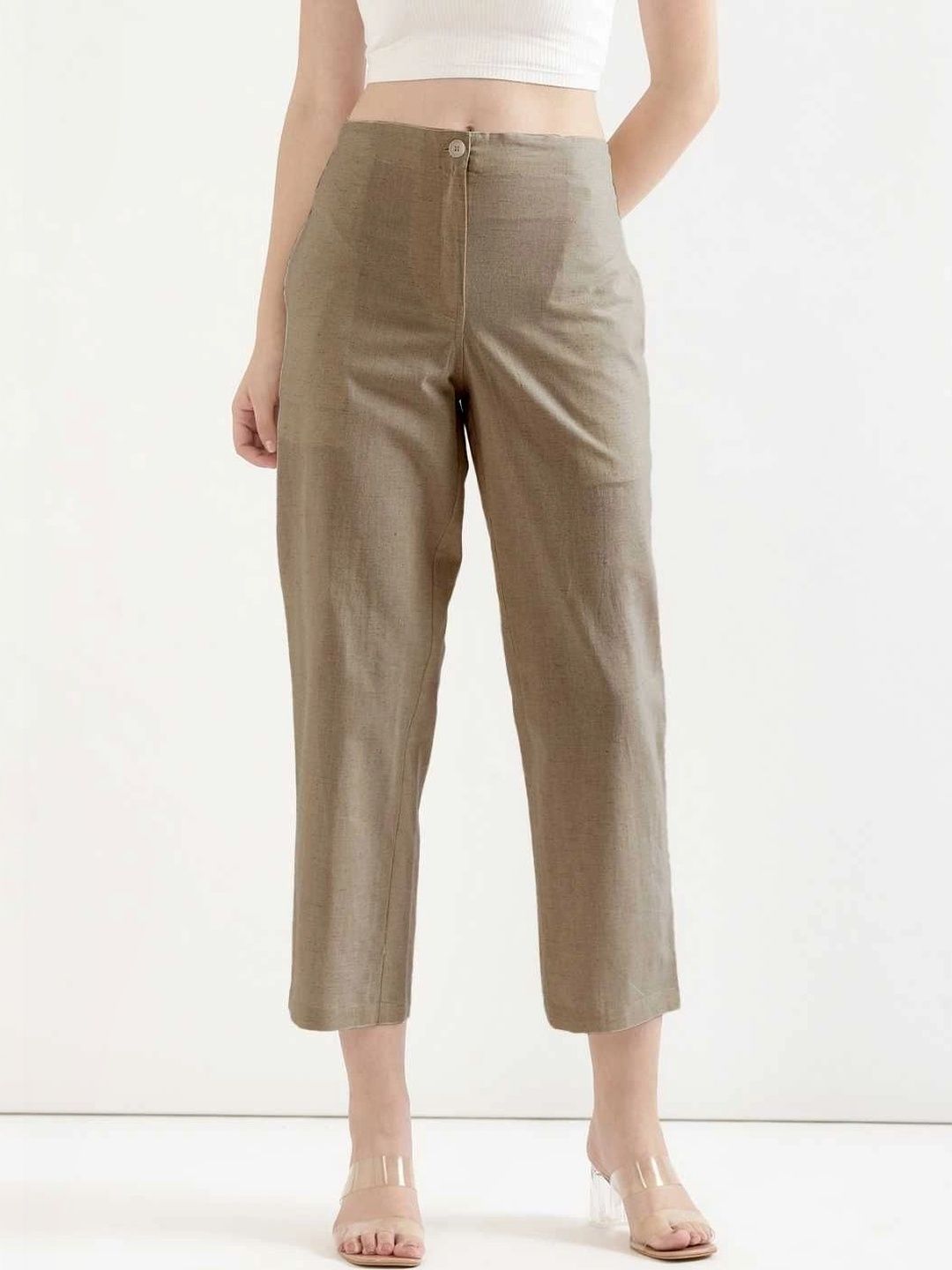 SAADAA Women Comfort Straight Fit Easy Wash Trousers-picture-10