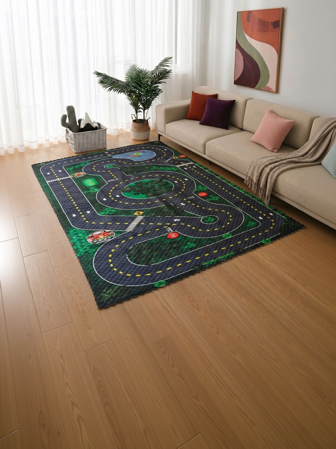 Fashion String Blue Cartoon Characters Polyester Carpet-picture-27