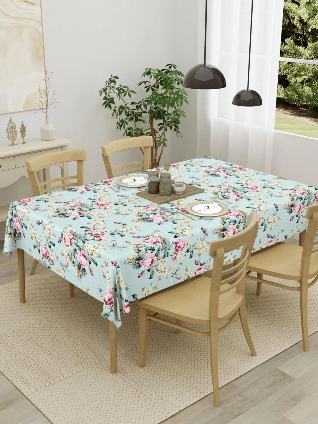 Aura Green Floral Cotton 6-Seater Table Cover-picture-20