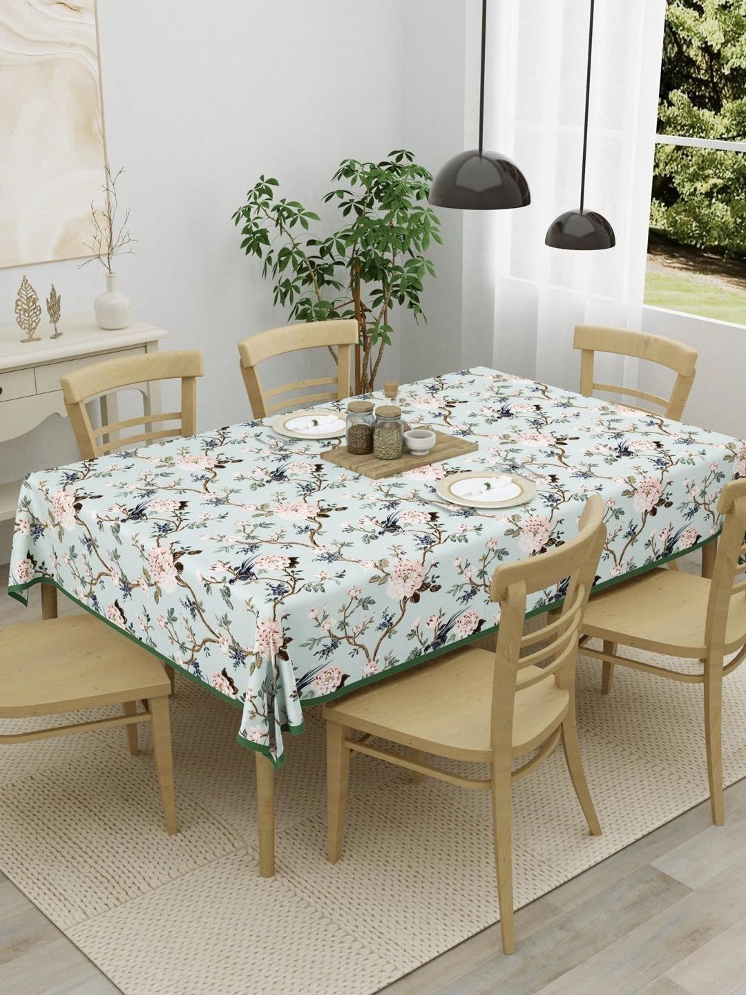 Myntra Elegant Homes Peach-Coloured Floral Cotton 6-Seater Table Cover-picture-13