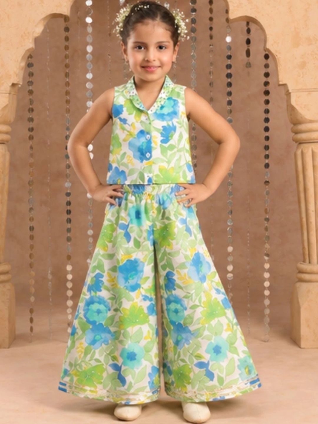 LIL DRAMA Girls Printed Top with Palazzos-picture-12