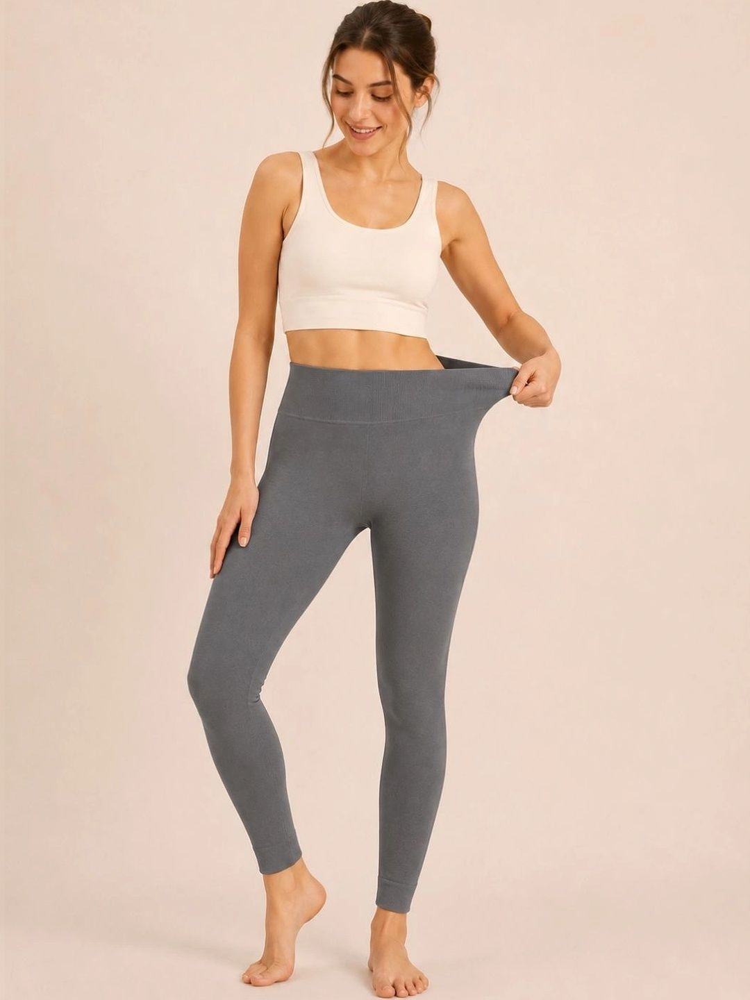 SECRETS BY ZEROKAATA High Waist Winter Fur Ankle Length Thermal Bottoms-image-46