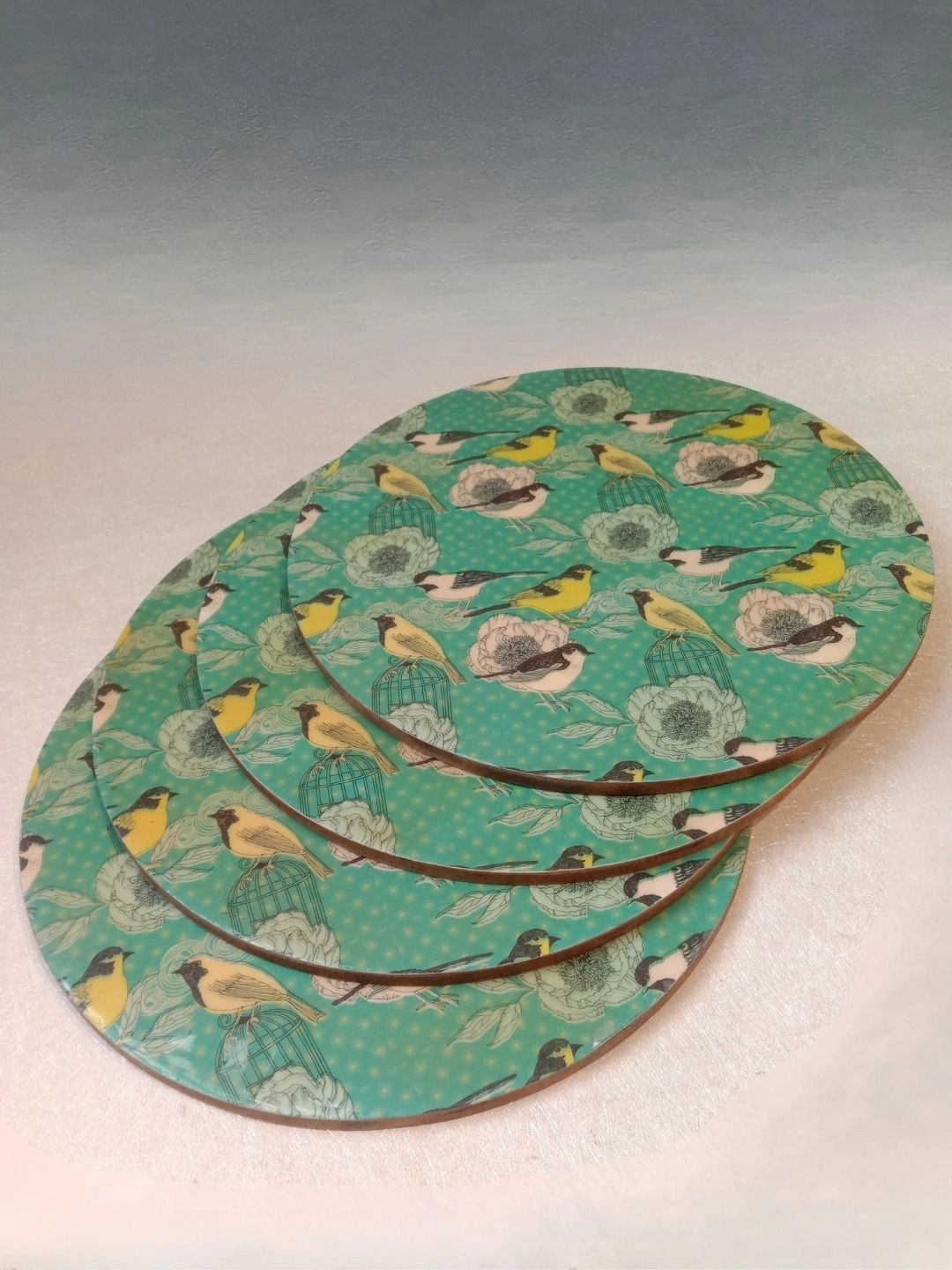 THE HOME CO. 4-Pcs Green Printed Round Table Placemats-picture-31