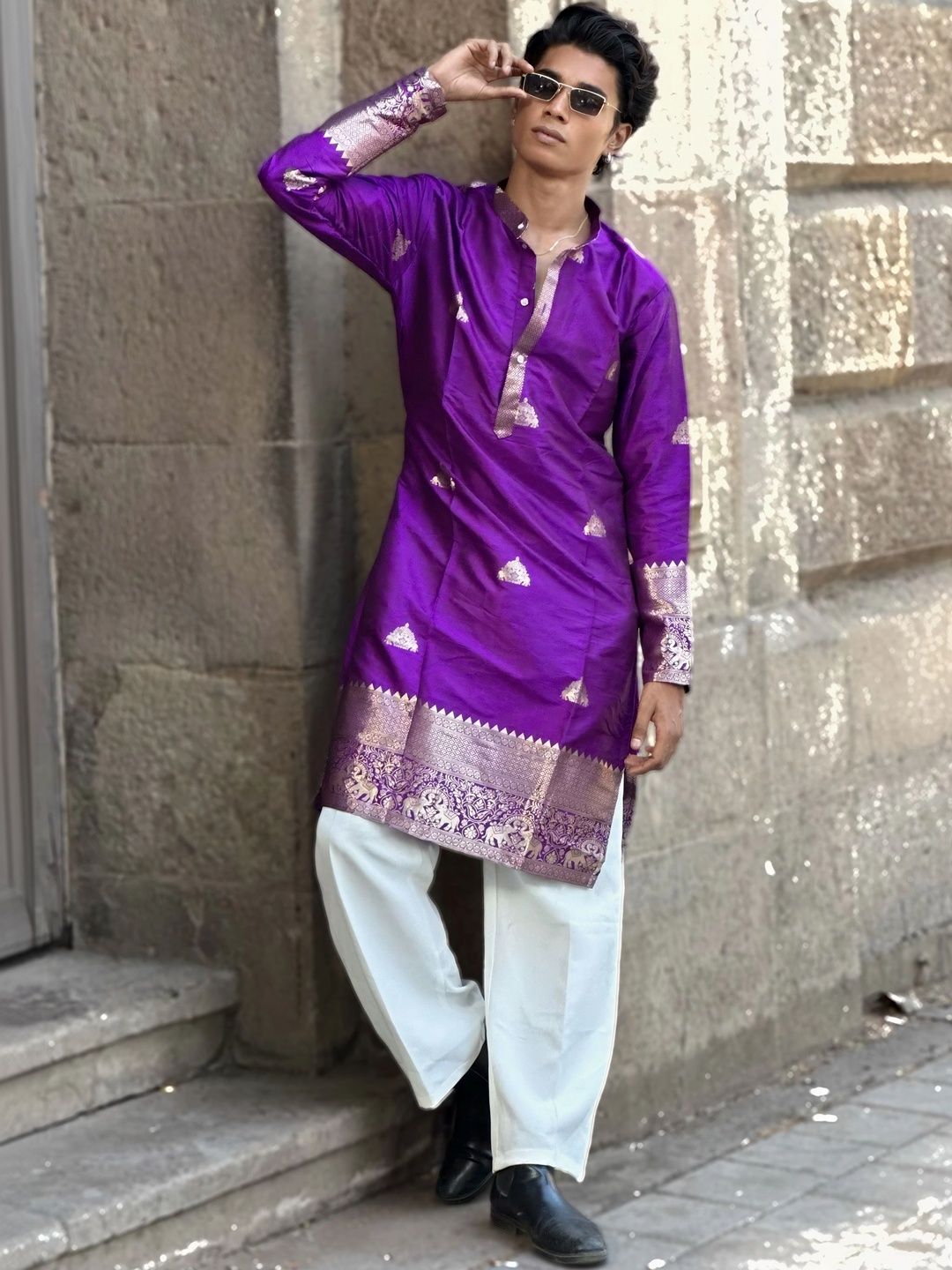 House Of Sanskruti Men Grandeur & Majestic Artwork Jacquard Kurta-picture-53