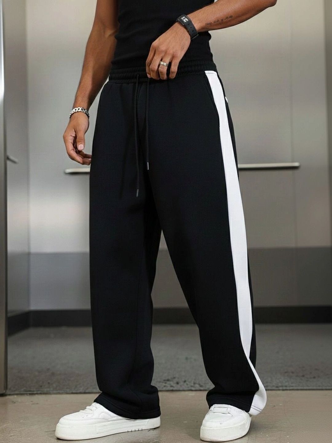 WARCOURT Men Regular Fit Colourblocked Training Track Pants-picture-11