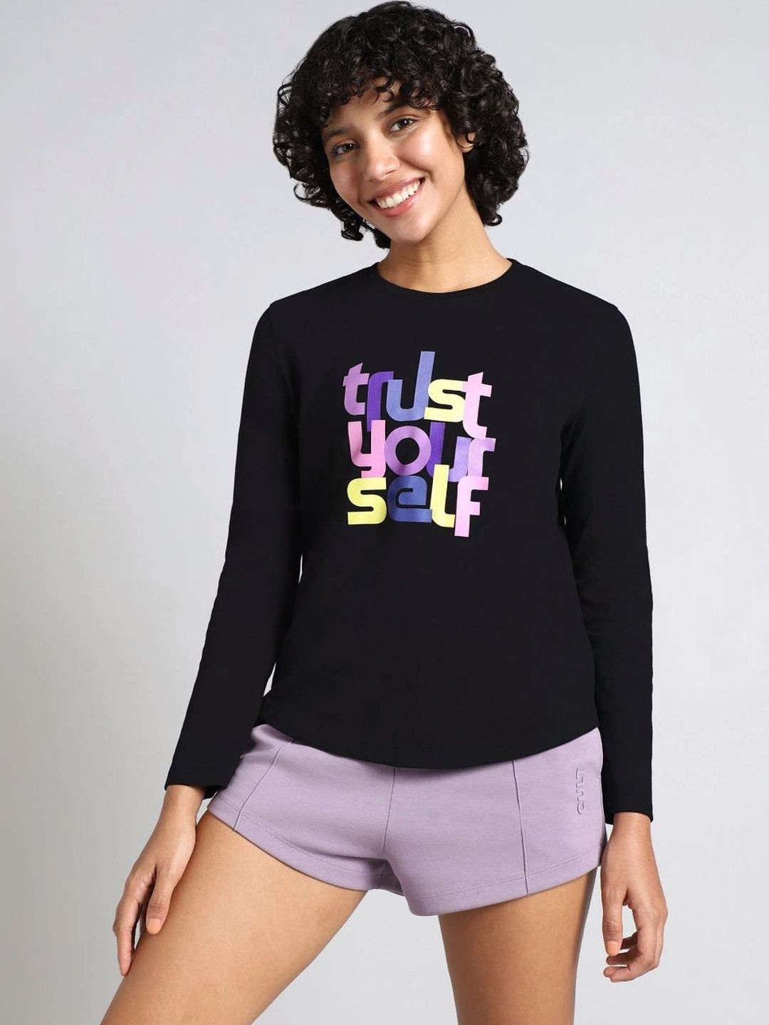 CULT Women Black Trust Yourself Graphic T-shirt-picture-20