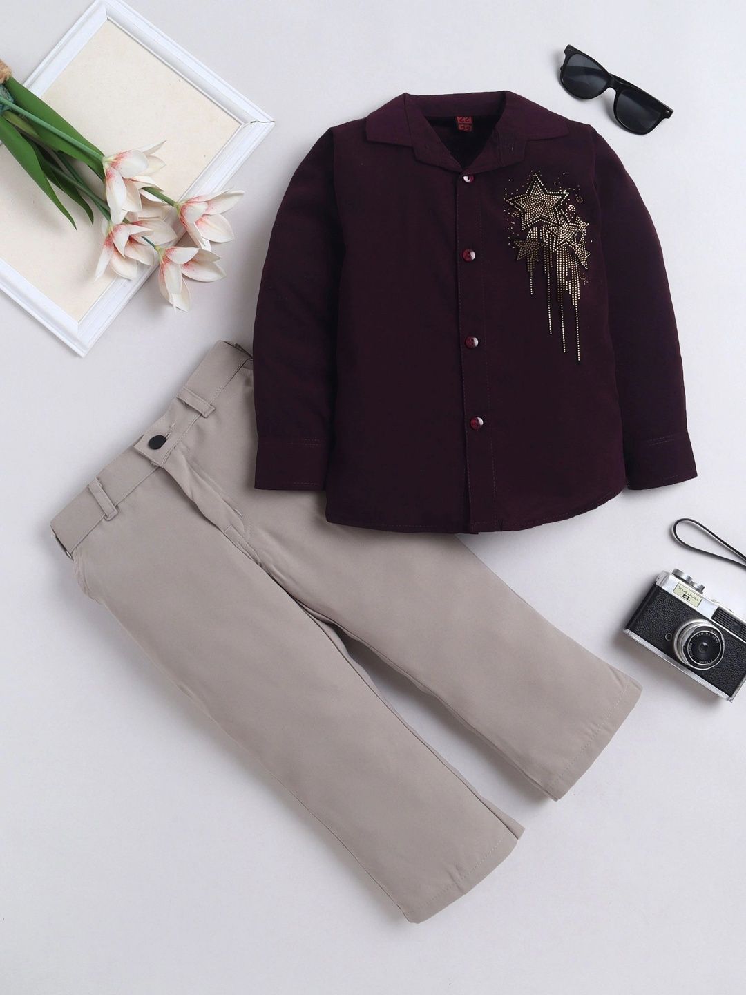 Miss & Chief Boys Embellished Shirt with Trousers-picture-41