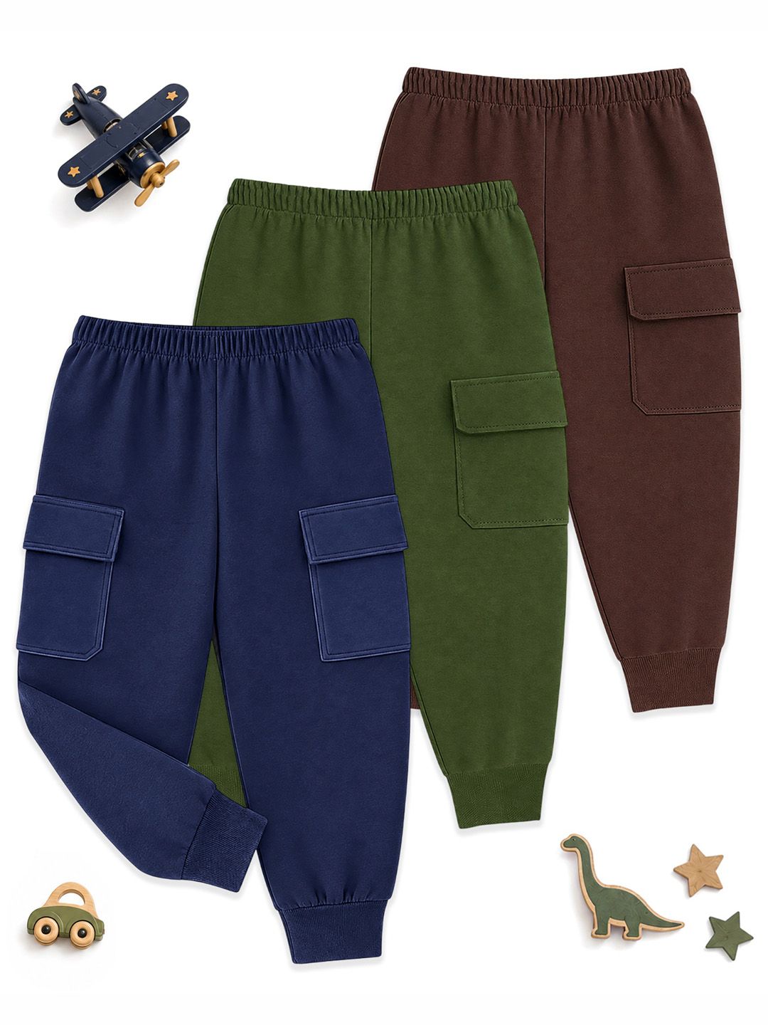 YK Boys Pack of 3 Regular Fit Cargos-picture-37