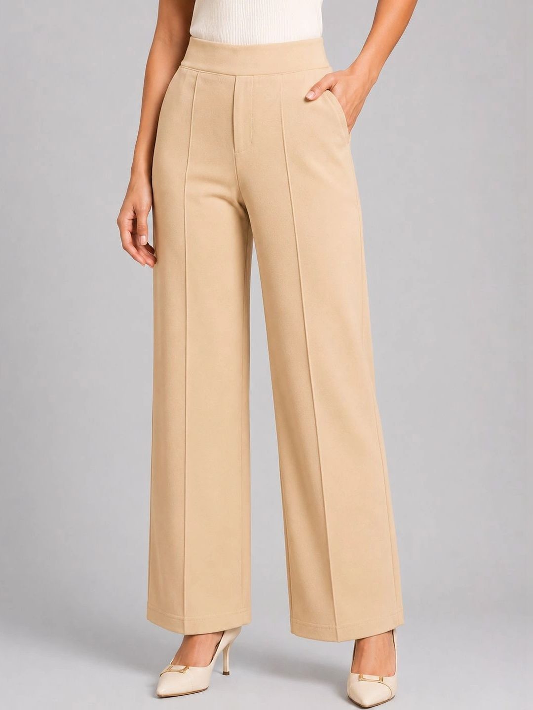 Trend Level Women Relaxed Straight Leg High-Rise Easy Wash Pleated Trousers-picture-24