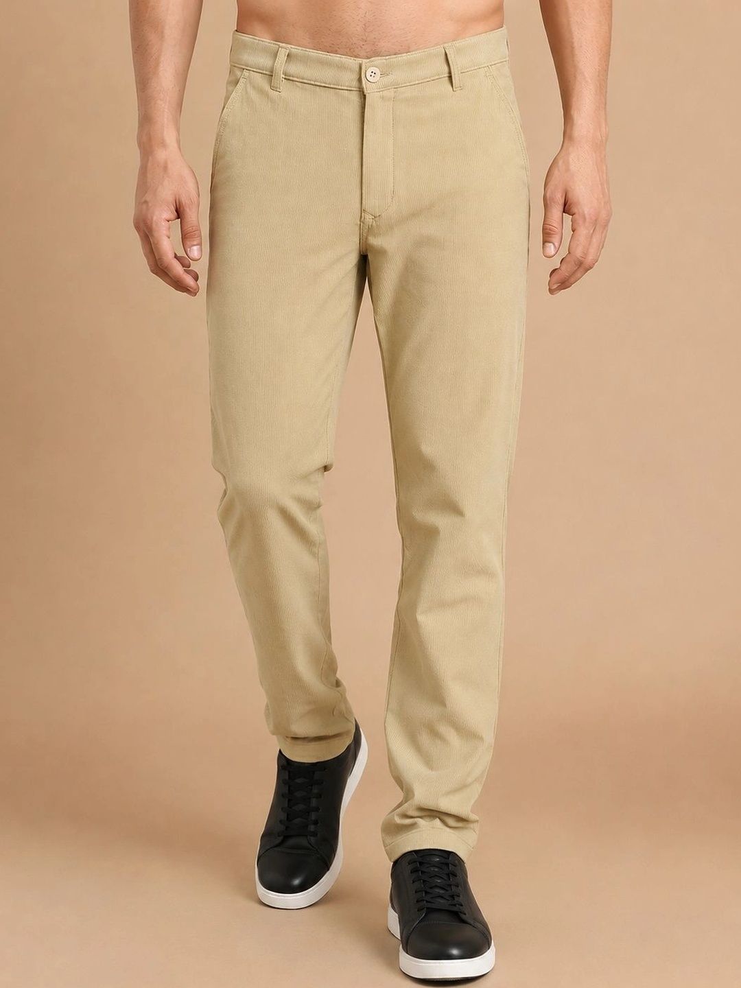 Roadster Men Striped Relaxed Tapered Fit Easy Wash Trousers-picture-19
