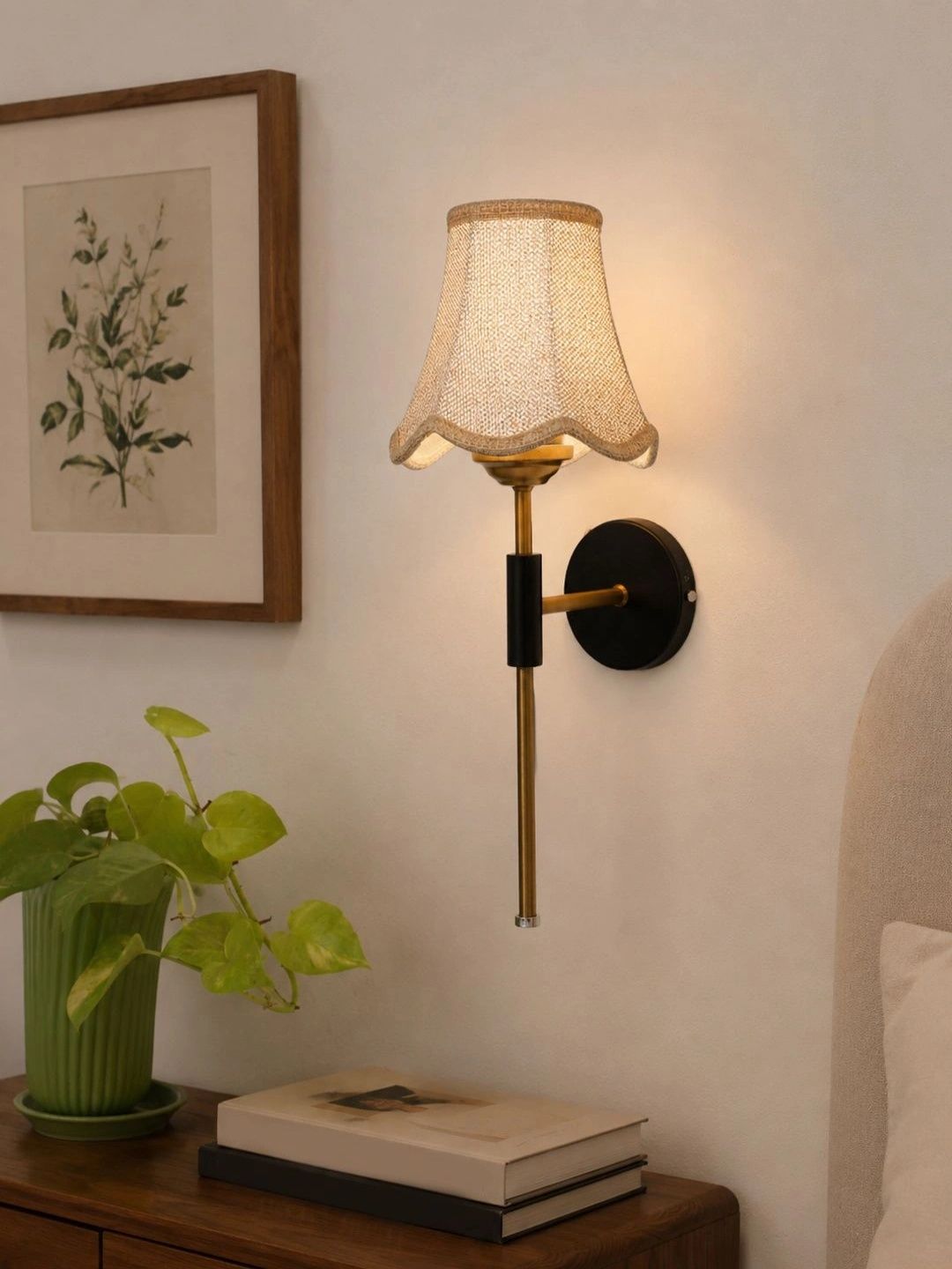 Myntra Elegant Homes Beige Textured Metal Traditional Wall Lamp-image-39
