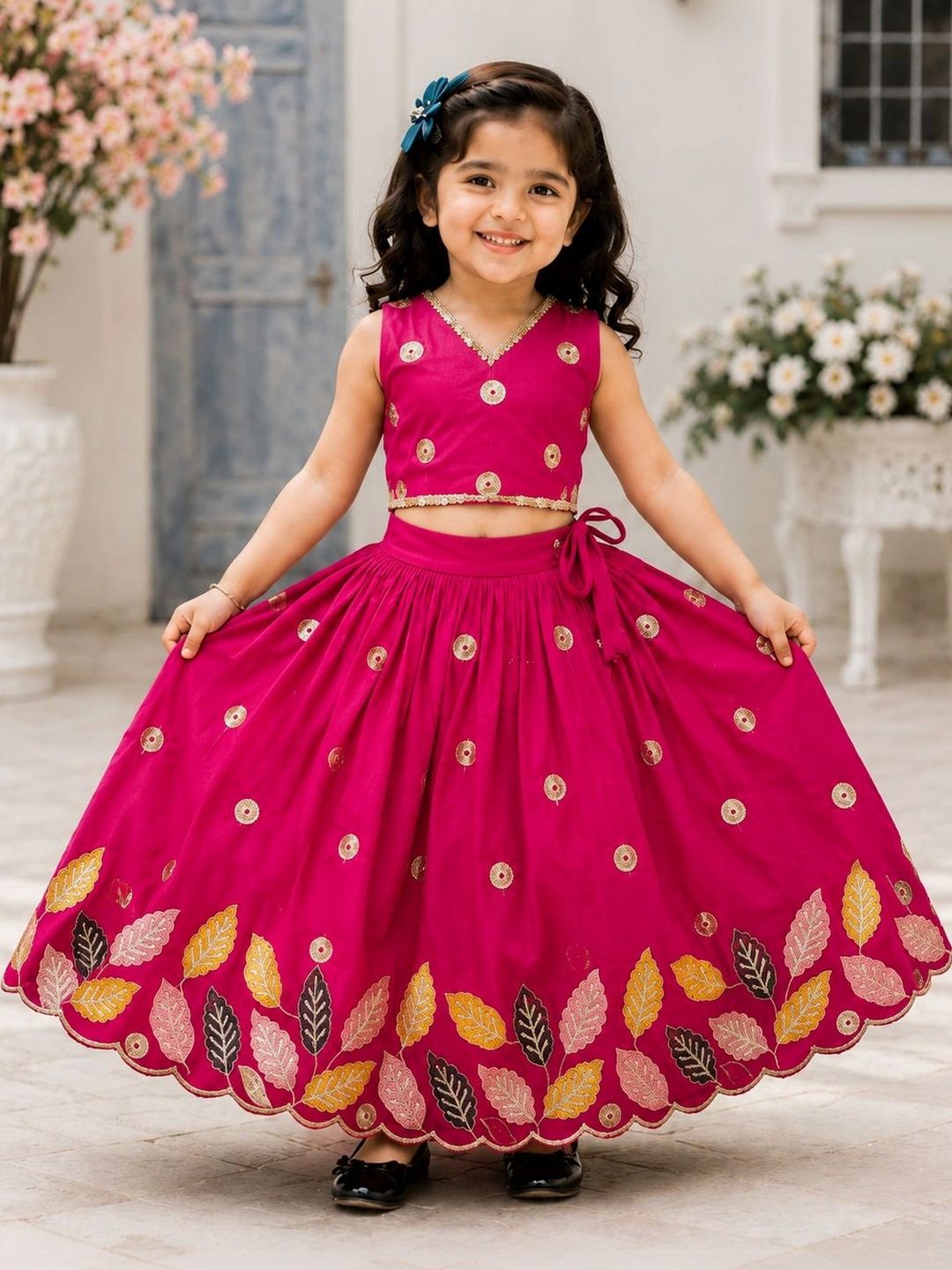 DRISHIV ENTERPRISE Girls Embellished Sequinned Ready to Wear Lehenga &-picture-44