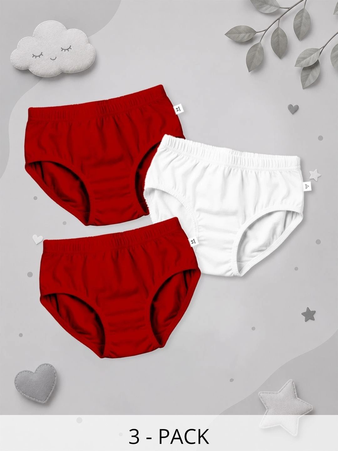 DOODLEBERRY Boys Pack of 3 Anti Microbial Cotton Basic Briefs-picture-54