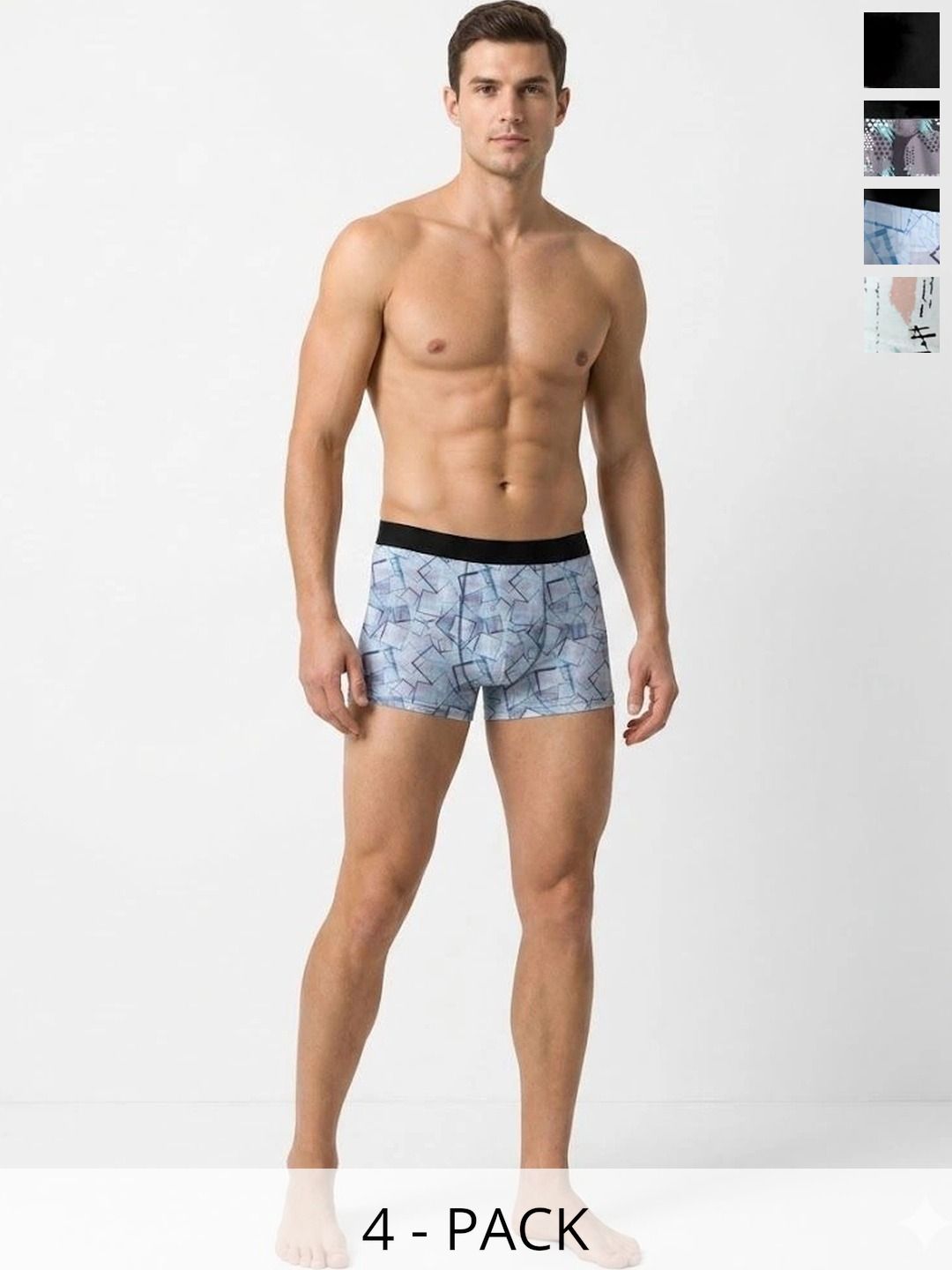JISHVA Pack of 4 Printed Trunks-picture-16