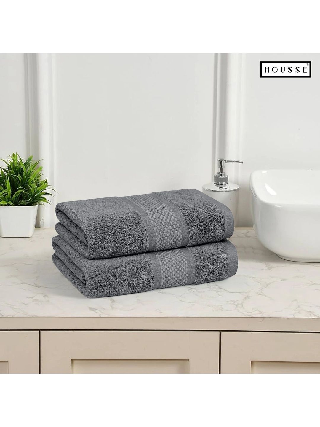 HOUSSE 2-Pcs Grey Cotton Hand Towels-image-37