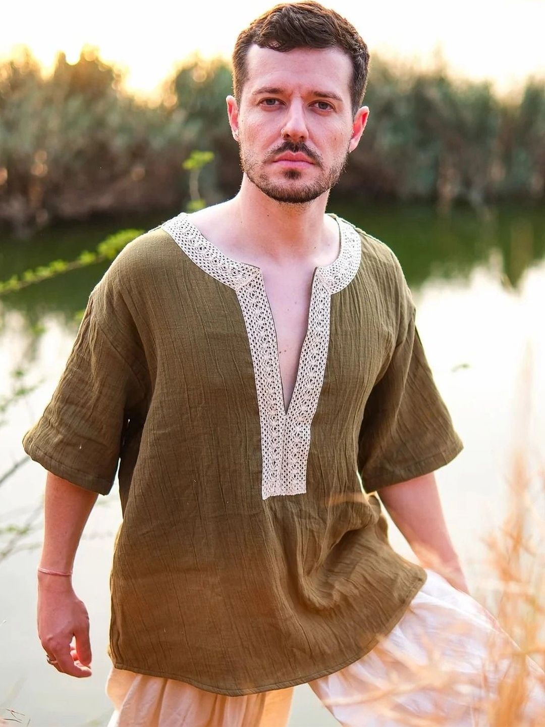 CRYSTAL HEAL Men Thread Work Kurta-picture-45