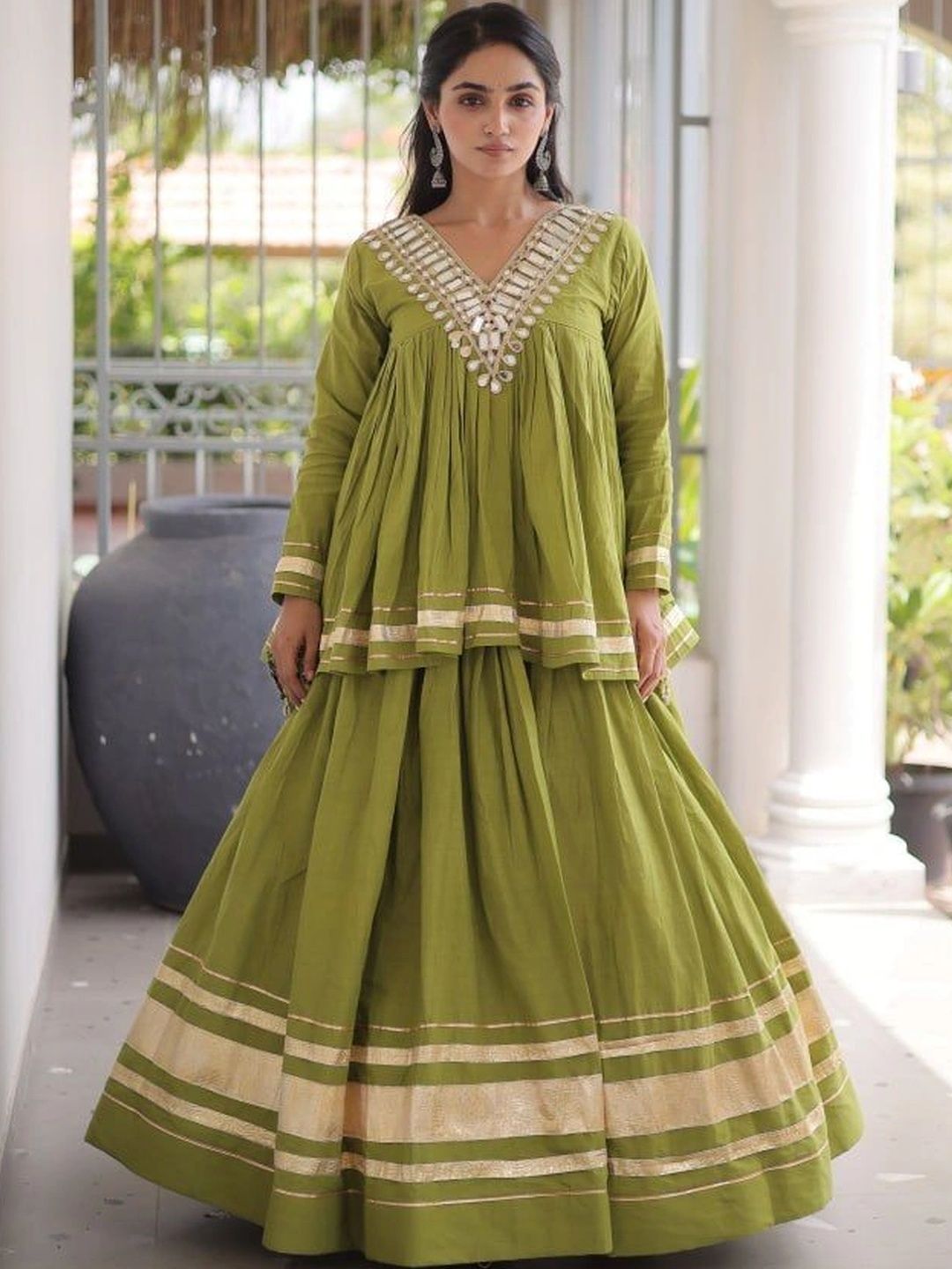 Livewear Embellished Mirror Work Ready to Wear Lehenga &-image-30