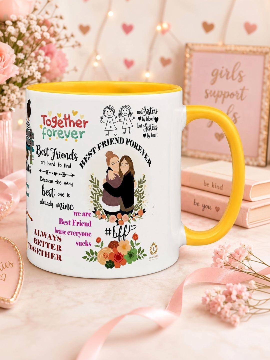 TAJNAN Yellow Text or Slogans Printed Ceramic Glossy Mugs Set of Cups and Mugs-picture-13