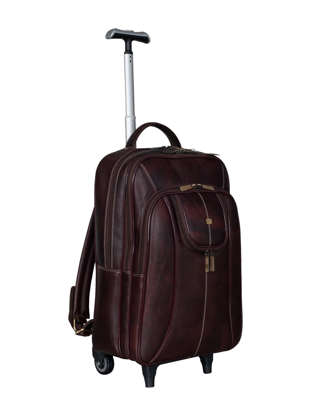 BRAND LEATHER Textured Leather Padded Laptop Compartment Trolley Bag-picture-51